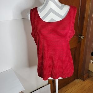 Womans Chicos Red/Black Stripped Tank Top Size 3